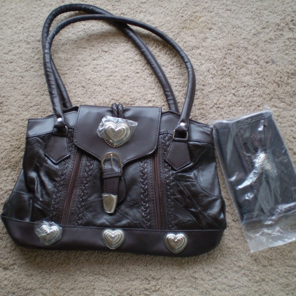 new brown handbag with a purse